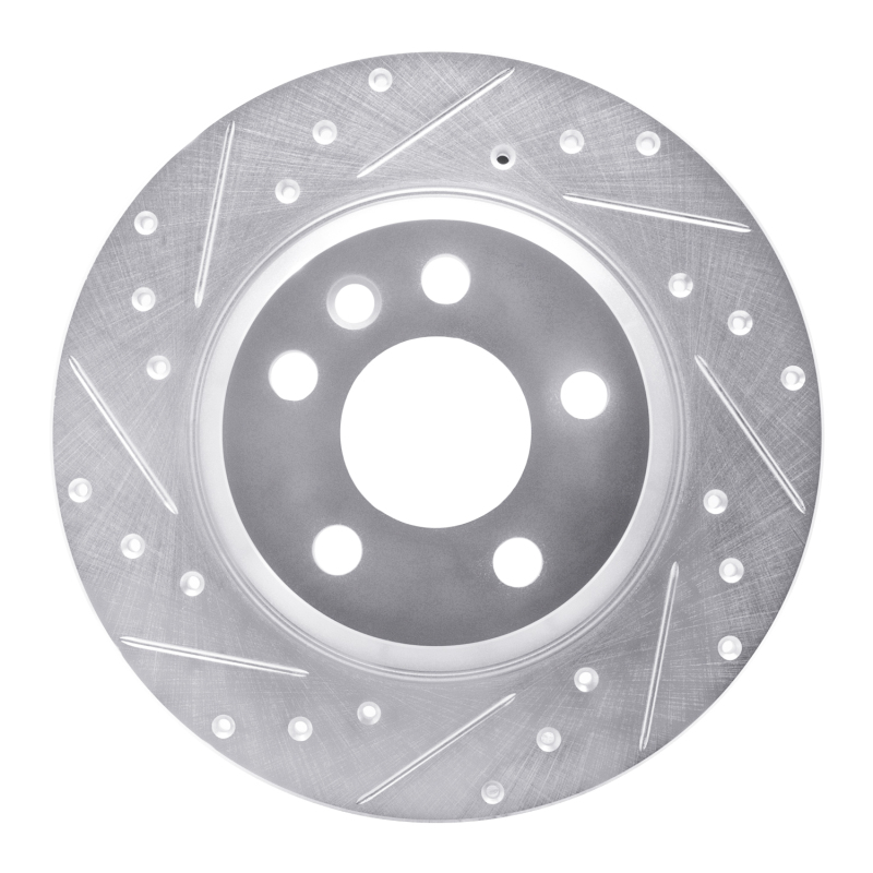Volkswagen EuroVan Brake Rotor (1) - Rear Left - R1 Concepts - Drilled & Slotted - Silver - `01-`03